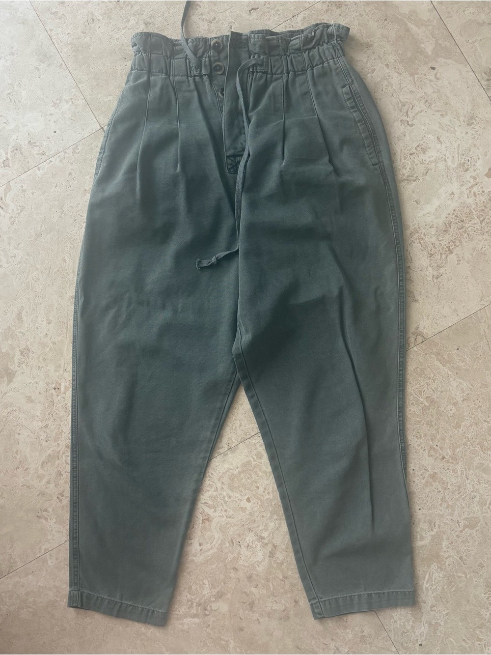 Free People Olive Paperbag Waist Chinos